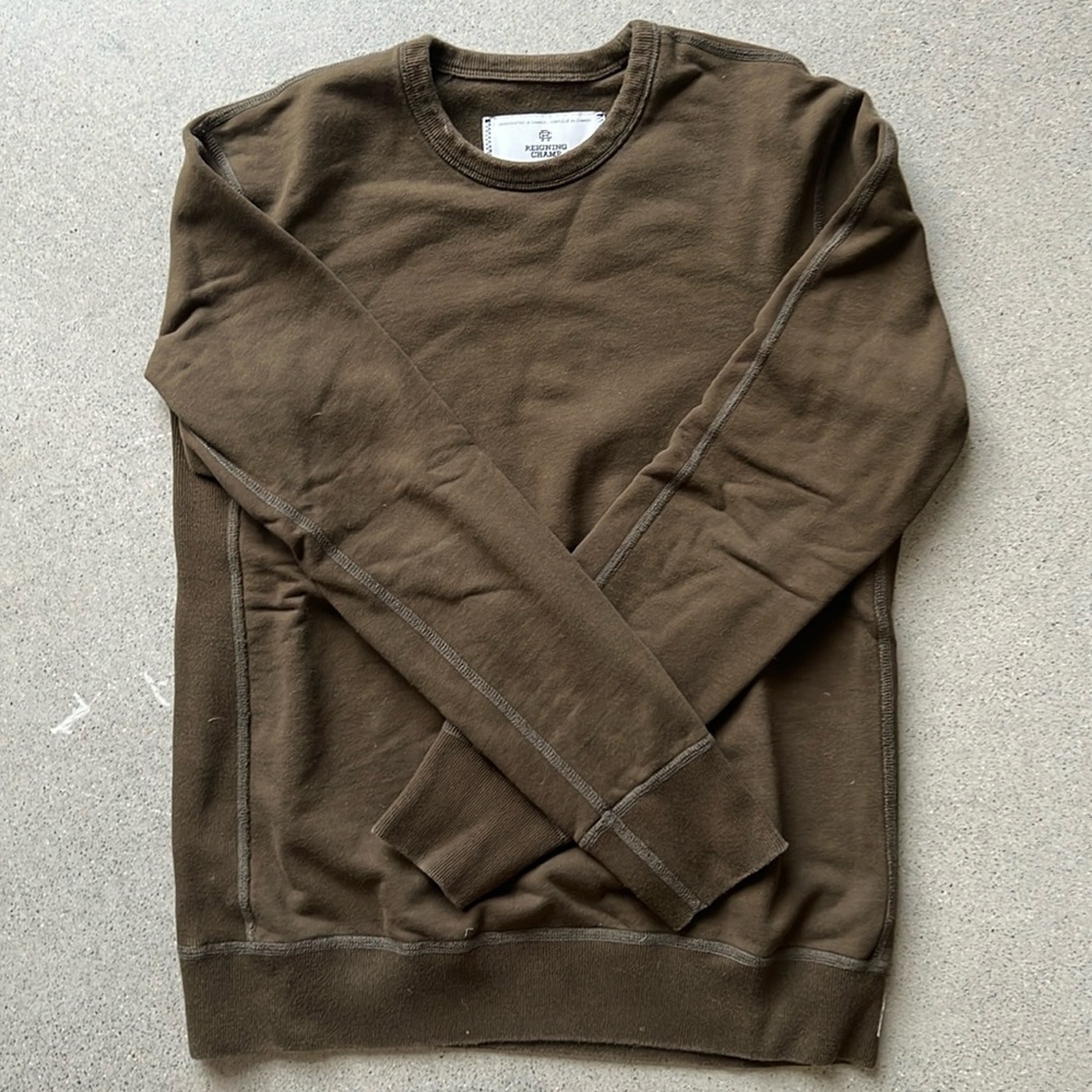 Reigning Champ midweight terry crewneck sweatshirt - S - Olive